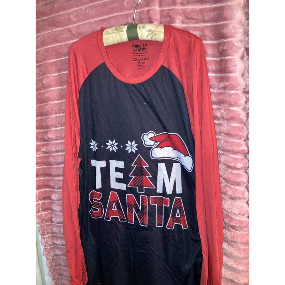 Briefly Stated Team Santa Christmas Raglan Long Sleeve Shirt Top XXL big & Tall